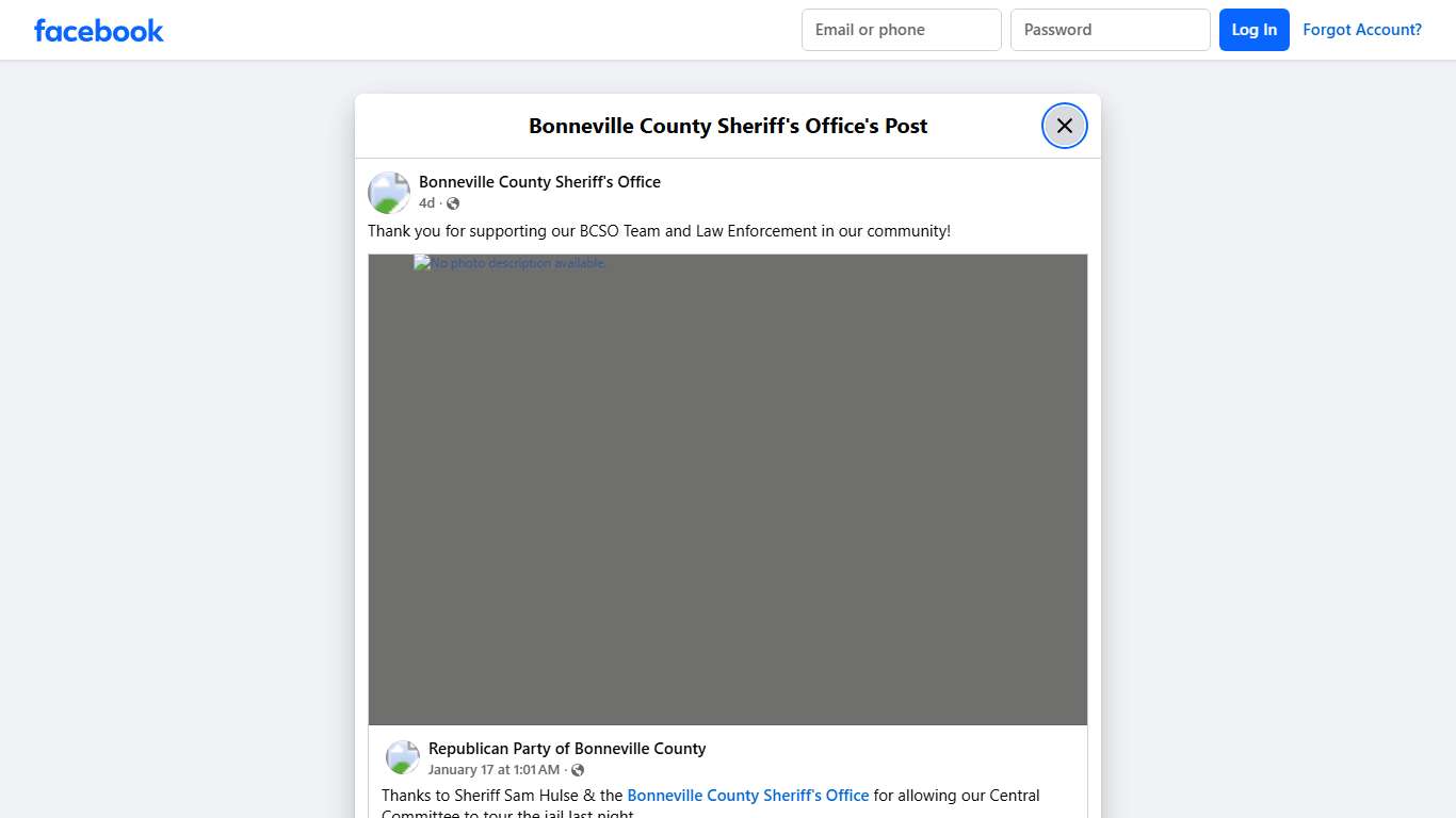 Thank you for... - Bonneville County Sheriff's Office Facebook